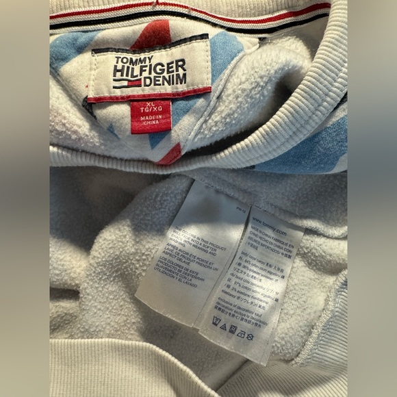 Tommy Hilfiger Denim Stretch Geometric-Print Logo Print Sweatshirt Heavy Thick - Picture 6 of 8